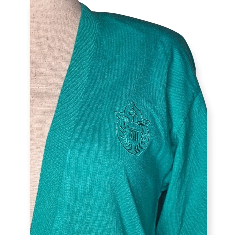Vintage Lord & Taylor Young Americans Teal Cotton Cardigan Sweater S - Picture 2 of 7